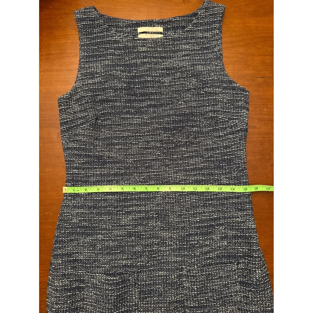 Banana Republic sheath dress 8 navy tweed lined sleeveless Italian cotton blend - Picture 12 of 16